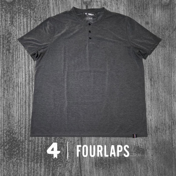 Fourlaps Other - Fourlaps Mens Radius Re-Up Short Sleeve Henley Charcoal Grey XL